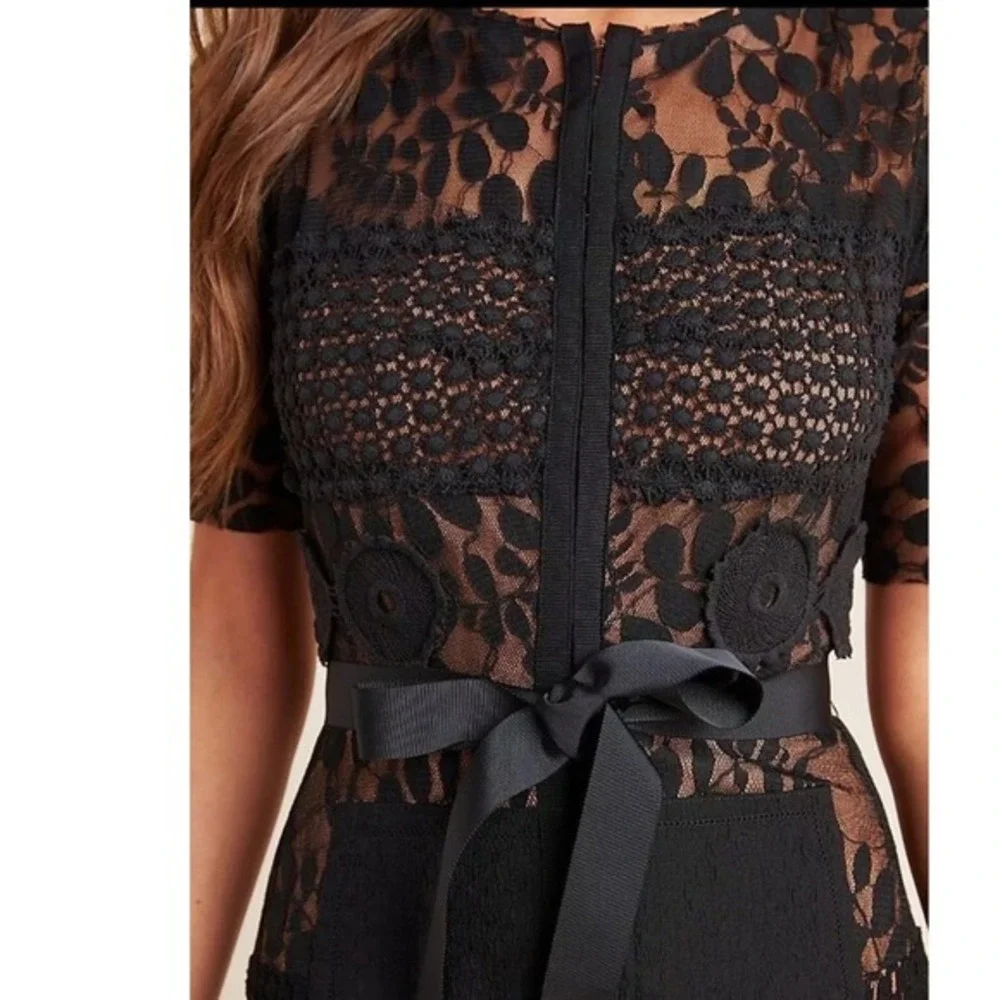 Bequile Byron‎ Lars Anthropologie Dress Size 4 Black Lace Sheath Cocktail Retro - Picture 4 of 11